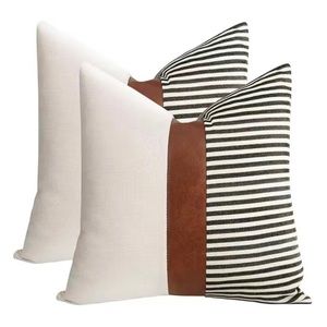 Cygnus brand set of 2 18x18 leather incorporated pillow covers! Great condition!